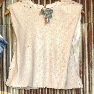 Pearl sequin sleeveless crop top (damaged)